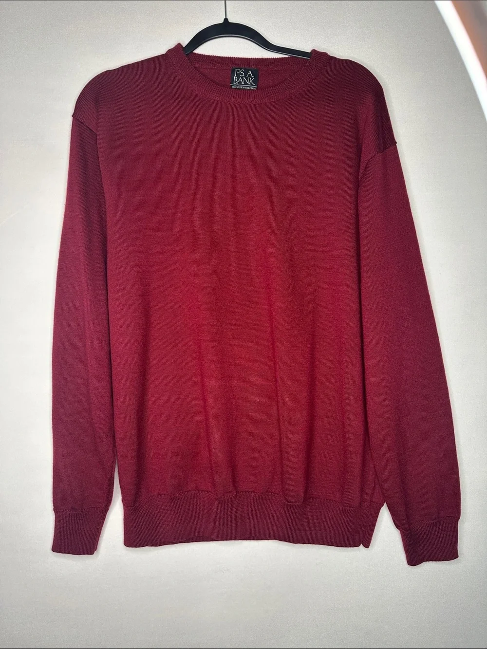 Jos. A. Bank Men's Crewneck Sweater - Deep Wine Red XL merino wool blend knit